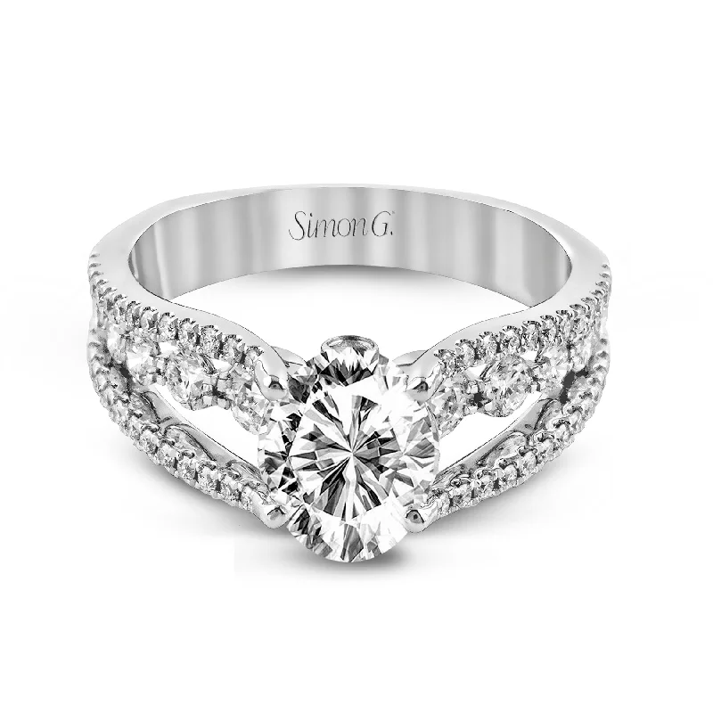 Platinum Diamond Engagement Rings -Oval-Cut Split-Shank Engagement Ring In 18k Gold With Diamonds MR2248-OV