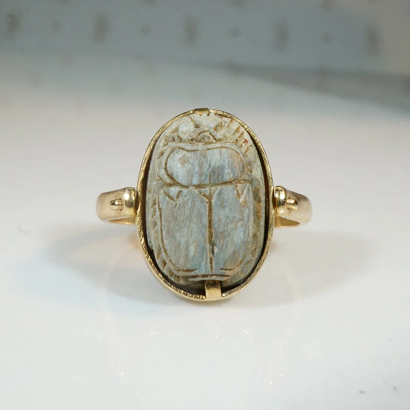 Punk Rock Rings -Gold Scarab Swivel Hoop Ring