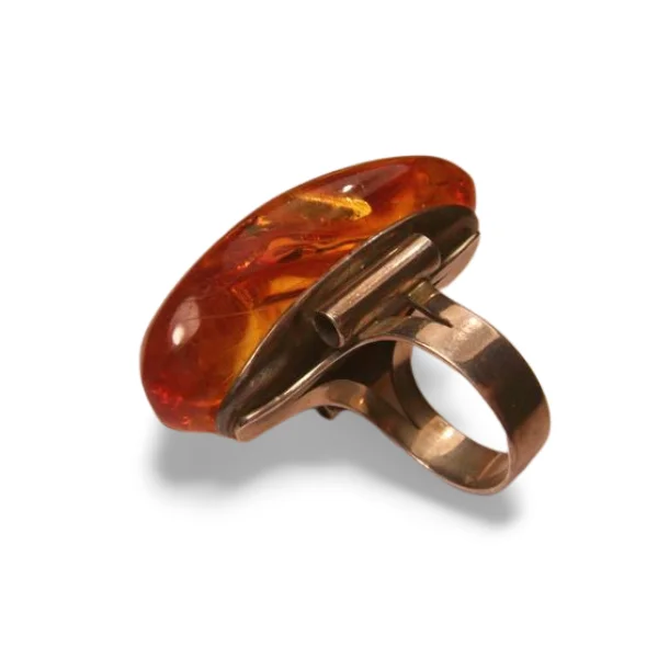 Faith Band Rings -Gorgeous Art Deco Sterling Silver 925 Huge Baltic Amber Ring Band