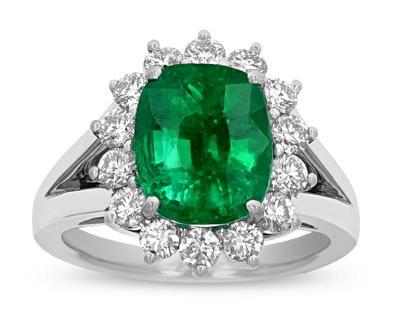 Nature Theme Rings -Colombian Emerald Ring, 4.68 Carats