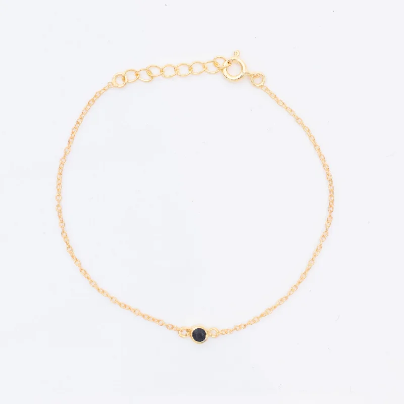 Ladies Symmetrical Bracelets -Gold Vermeil Black Onyx Solitaire Bracelet