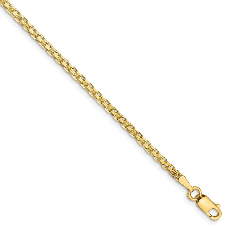 Ladies Glow Bracelets -2mm, 14k Yellow Gold, Flat Bismark Mesh Chain Anklet or Bracelet