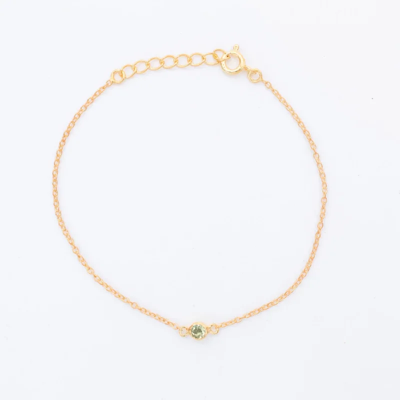 Ladies Triangle Bracelets -Gold Vermeil Peridot Solitaire Bracelet