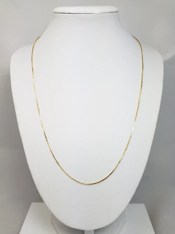 Ladies Necklaces Braided Chain-Italian 14k Yellow Gold Solid Box Link 0.9mm/20" Necklace