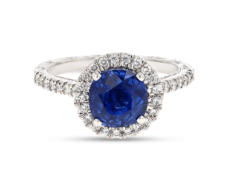 Heart Shaped Rings -Untreated Burma Sapphire Ring, 3.20 Carats