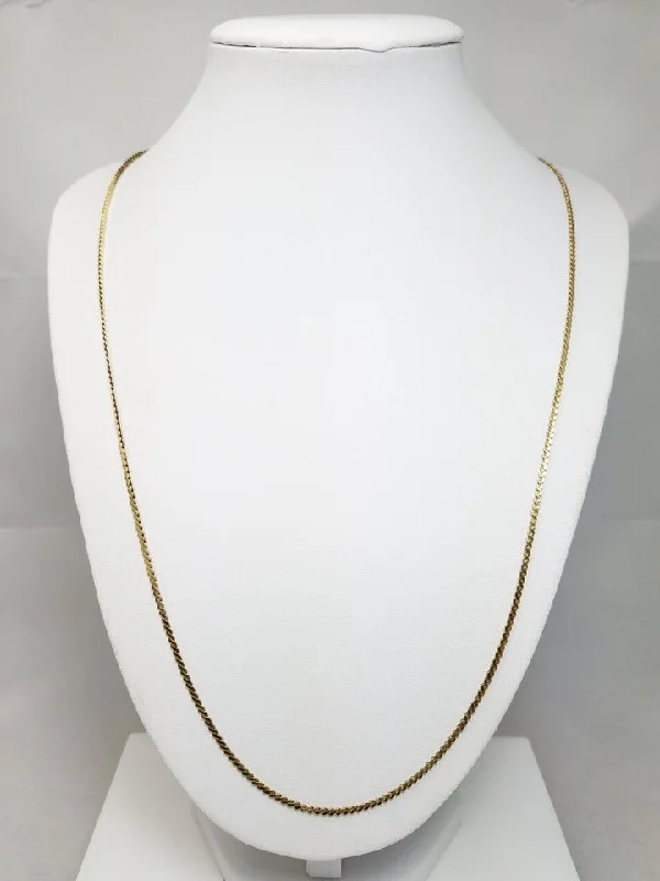 Ladies Necklaces Short Strand-Classic 24" Solid 14k Yellow Gold Serpentine Chain Necklace Italy