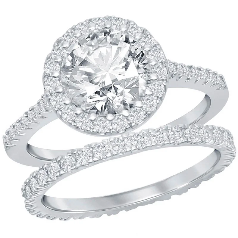 Harmony Engagement Rings -Classic Women's French Set CZ Engagement Ring Set - W-2405