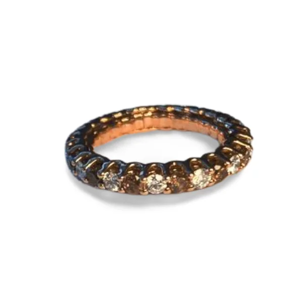 Antique Look Rings -Gorgeous 14K Pink Rose Gold Champagne Diamond Eternity Band Ring