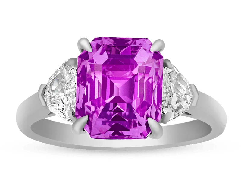 Ocean Blue Rings -Pink-Purple Sapphire Ring, 5.02 Carats