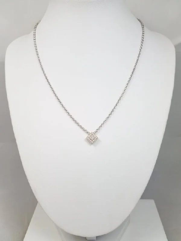 Ladies Necklaces with Olive Idocrase-Sensational 18k White Gold Diamond Pendant Necklace