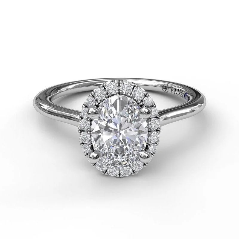 Lab-Grown Engagement Rings -Oval Cut Halo Engagement Ring S3043