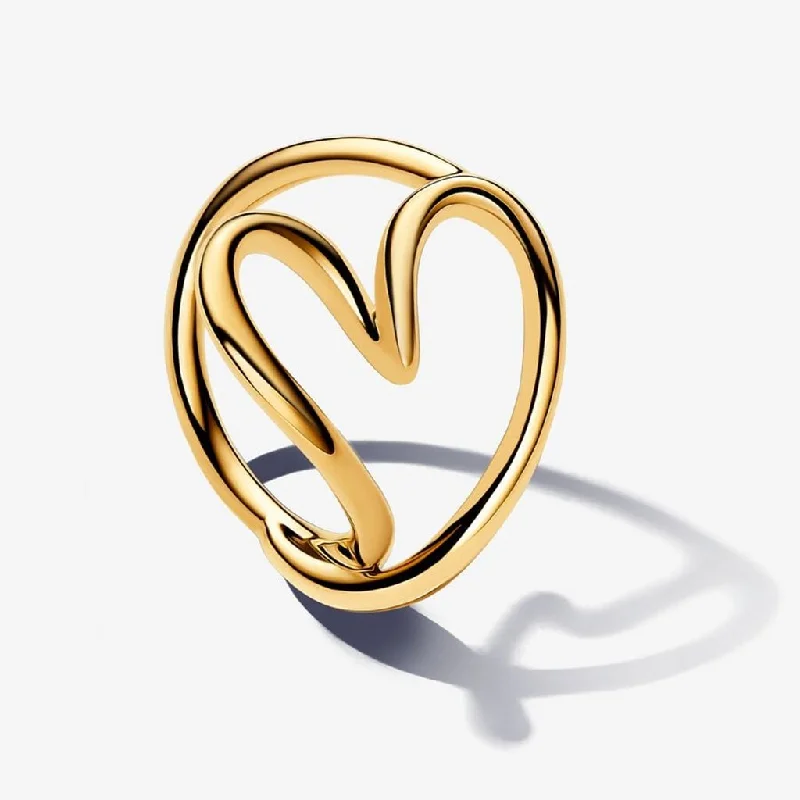 Yellow Stone Rings -PANDORA : Organically Shaped Heart Ring in Gold