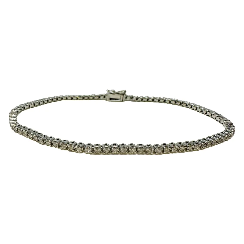 Ladies Sterling Silver Bracelets -18K White Gold Tennis Bracelet with 81 Diamonds