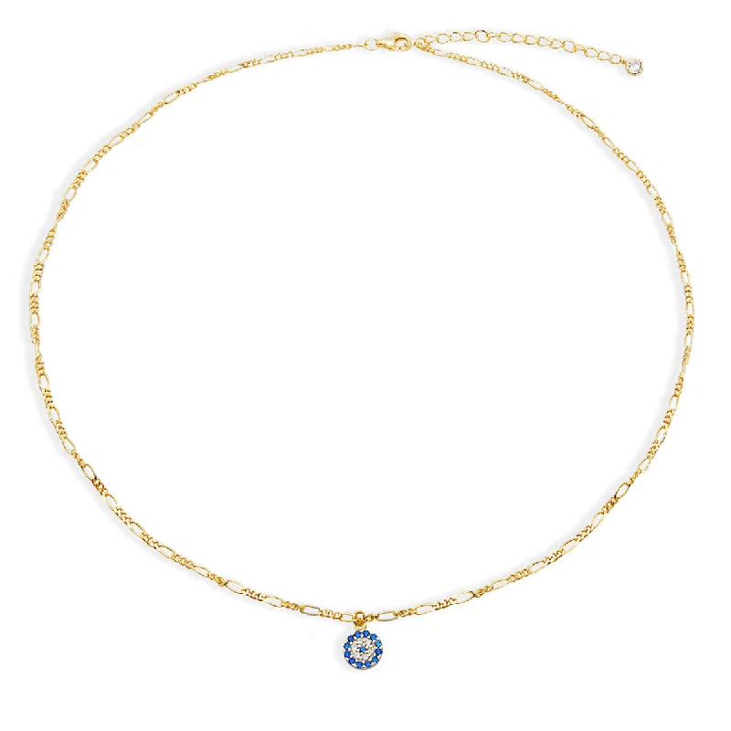 Ladies Necklaces for Dance Night-THE EVIL EYE FIGARO CHAIN NECKLACE