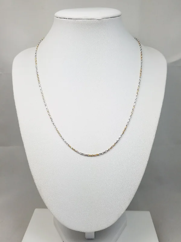 Ladies Necklaces with Blue Shattuckite-Jazzy 18" Solid 14k Two Tone Gold Diamond Cut Rope Chain Necklace