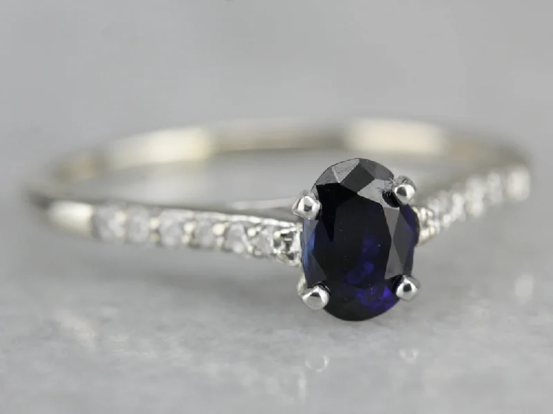 Trendy Engagement Rings -Sapphire Engagement Ring in White Gold