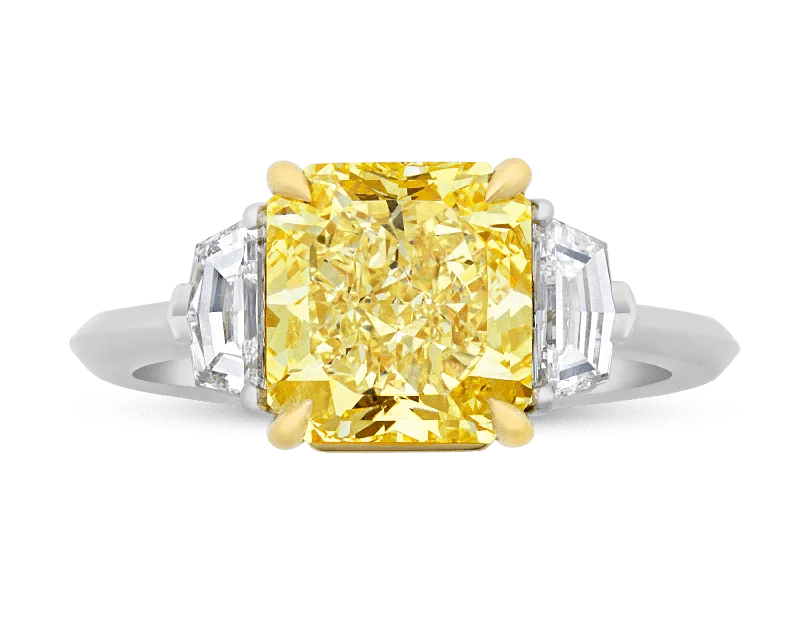 Solitaire Style Rings -Fancy Yellow Diamond Ring, 3.05 Carats