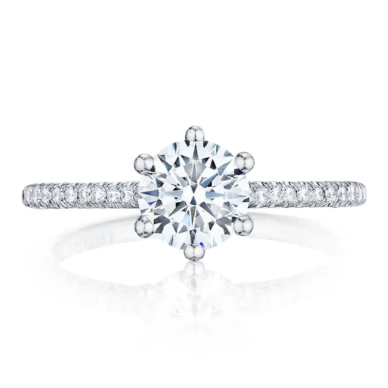 Shiny Engagement Rings -Petite Crescent | Round Solitaire Engagement Ring HT254615RD65