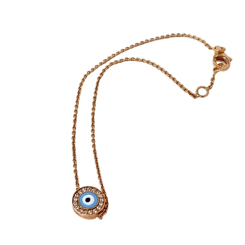 Ladies Oval Bracelets -Aaron Basha 18K Rose Gold Evil Eye Pendant Bracelet