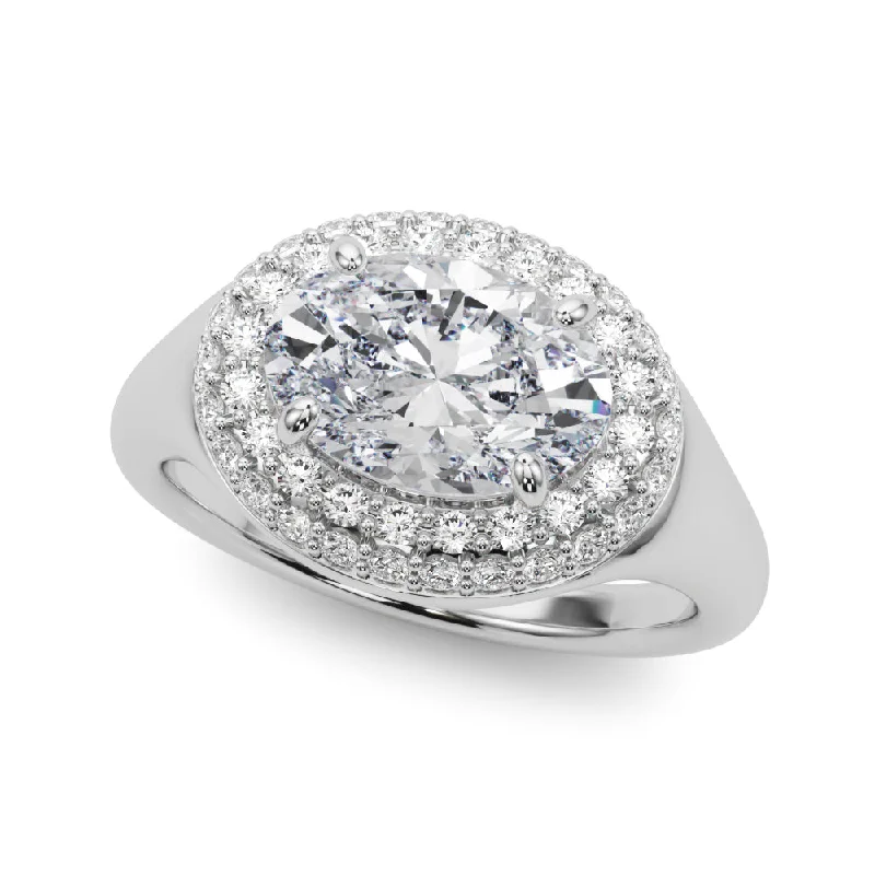 Domed Engagement Rings -14K Halo Engagement Ring / ladies ring