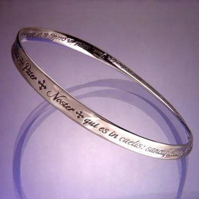 Ladies Sun Bracelets -Lord's Prayer In Latin Sterling Silver Bracelet