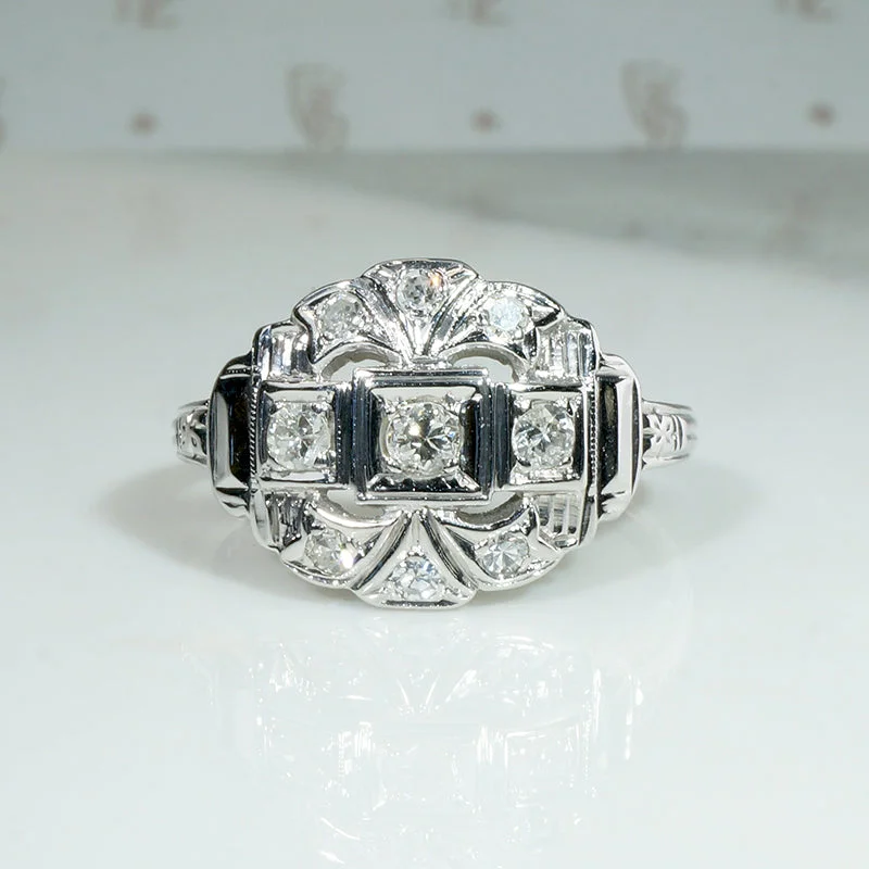 Coastal Wave Rings -Darling Diamond & White Gold Deco Ring