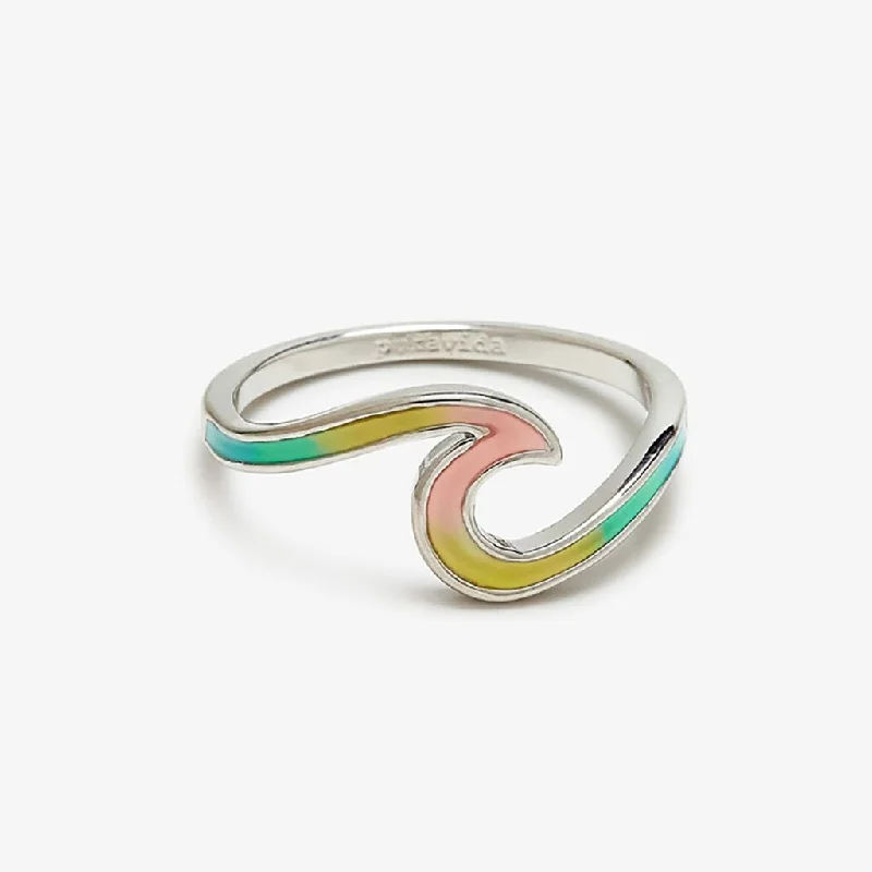 Subtle Tone Rings -Pura Vida : Tie-Dye Wave Ring - Silver