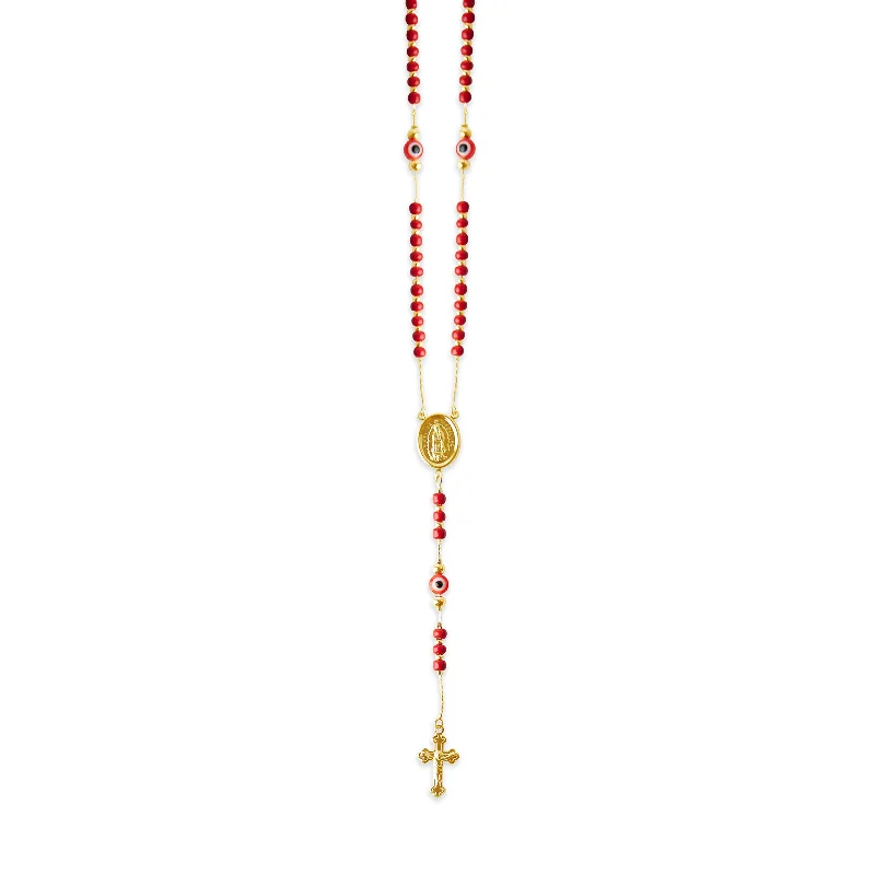 Ladies Necklaces for Wedding Vows-THE EVIL EYE ROSARY NECKLACE