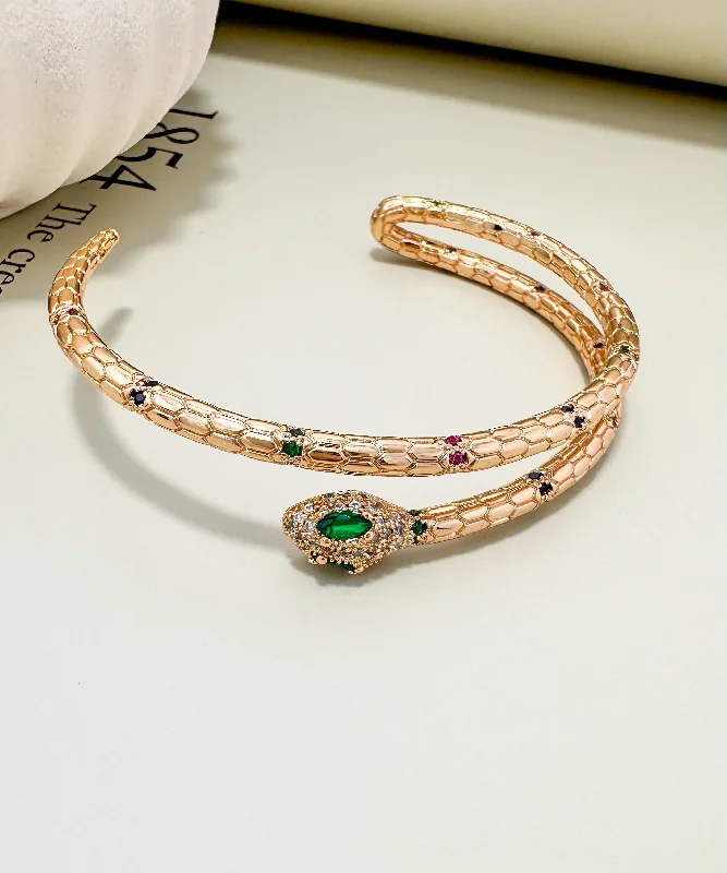 Ladies Mystical Bracelets -Velani Jewelry Snake Bracelet With Sapphire, Ruby and Emerald