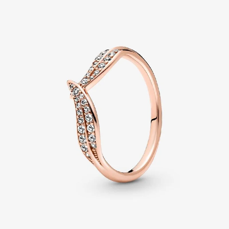 Team Logo Rings -PANDORA : Sparkling Leaves Ring in Rose Gold