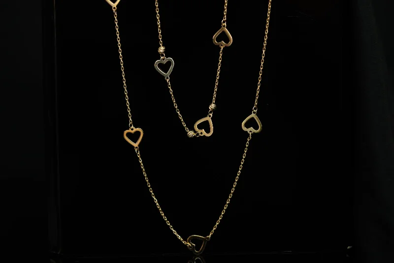 Ladies Fantasy Bracelets -14k Hearts Necklace & Bracelet Set