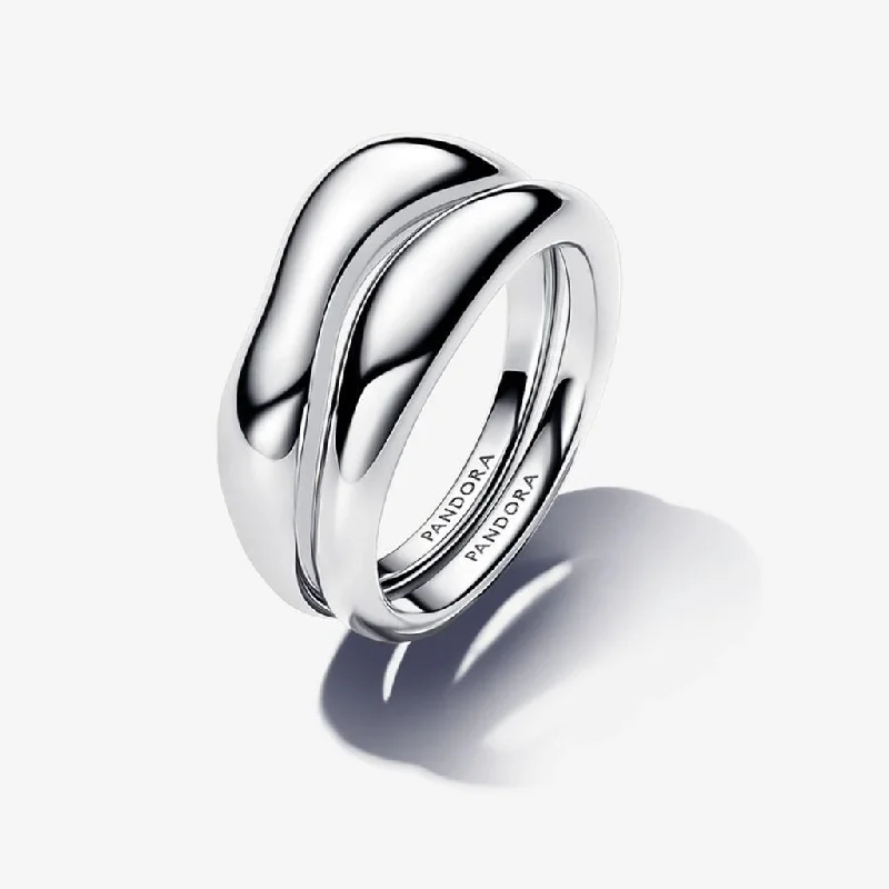 Animal Motif Rings -PANDORA : Organically Shaped Stacking Rings in Sterling silver