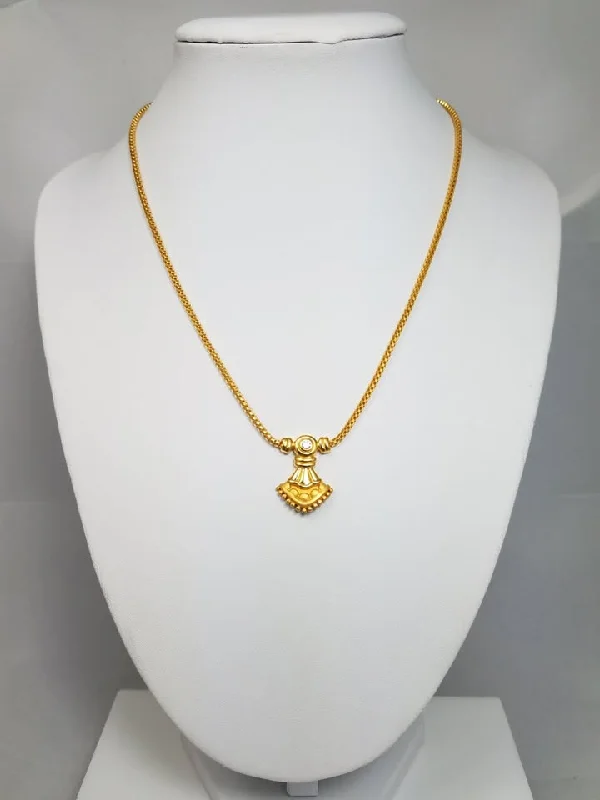 Ladies Necklaces for Storytellers-Superior 16" Solid 22k Yellow Gold Cubic Zirconia Fancy Link Chain Necklace