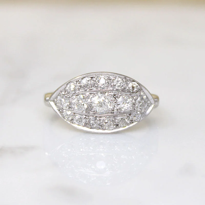 Heavy Duty Rings -Elegant "Eye" Art Deco Diamond Ring