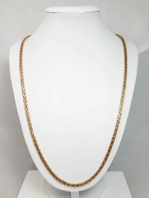 Ladies Necklaces with Lotus Drop-Superb 14k Yellow Gold Solid Fancy Link 24" Necklace