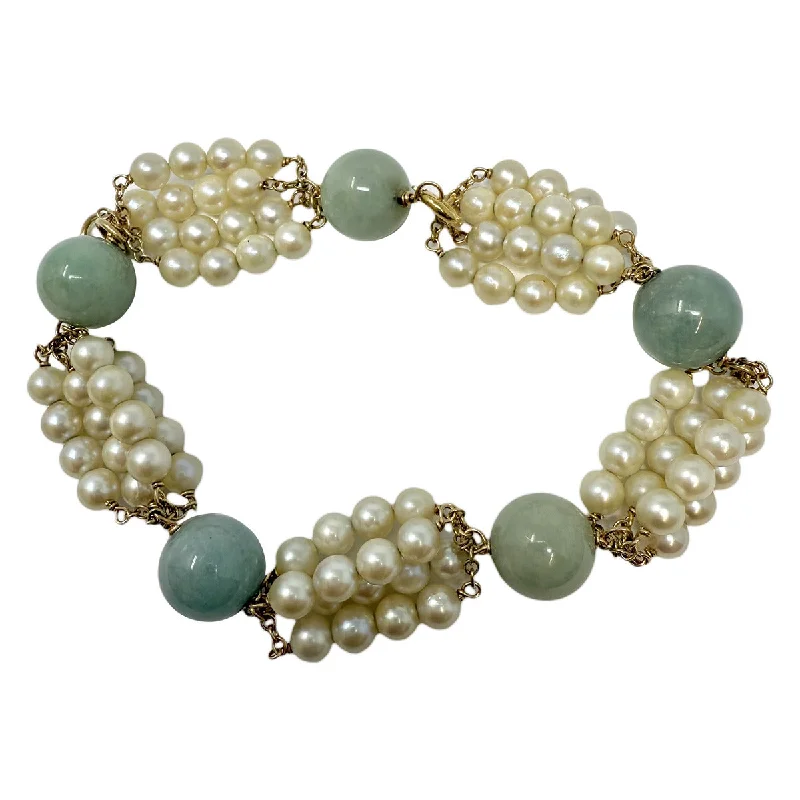 Ladies Layered Bracelets -Jade and Pearl Bracelet