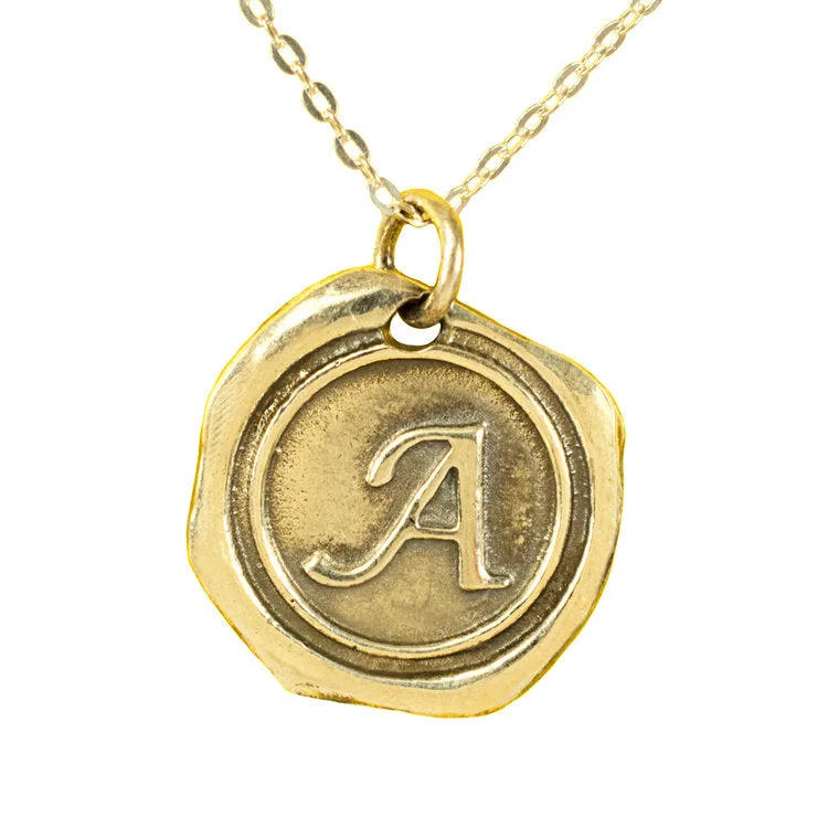 Ladies Necklaces with Rust Brookite-THE SEALED INITIAL NECKLACE