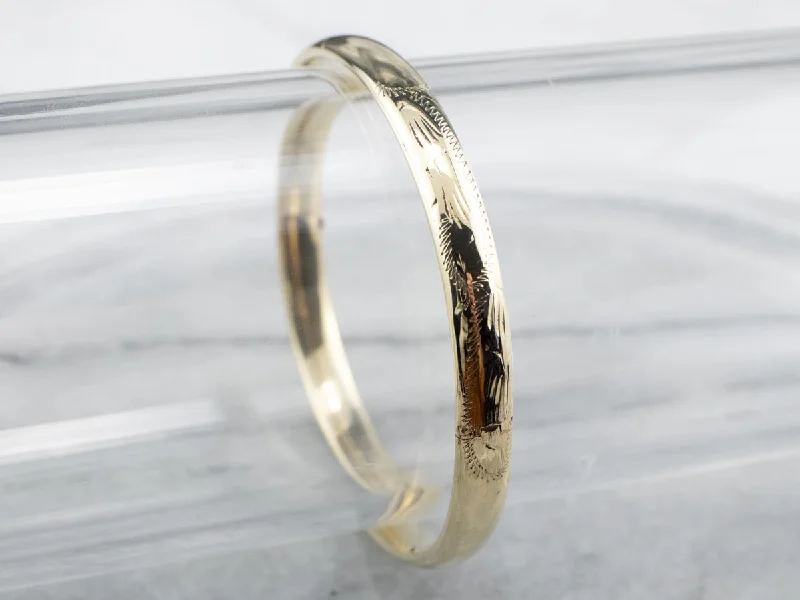 Ladies Woven Bracelets -Vintage Etched Gold Bangle Bracelet