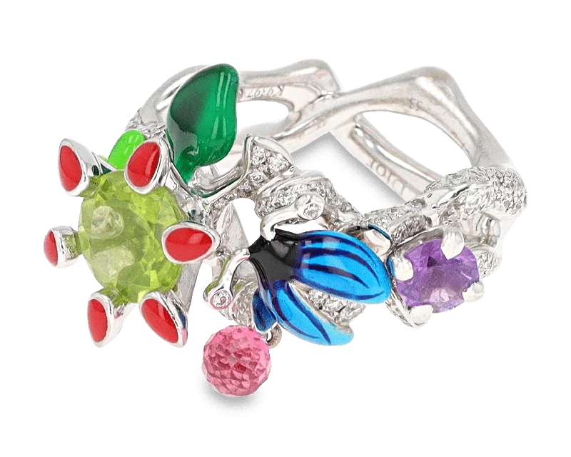 Whimsical Band Rings -Dior Gemstone, Enamel and Diamond Ring