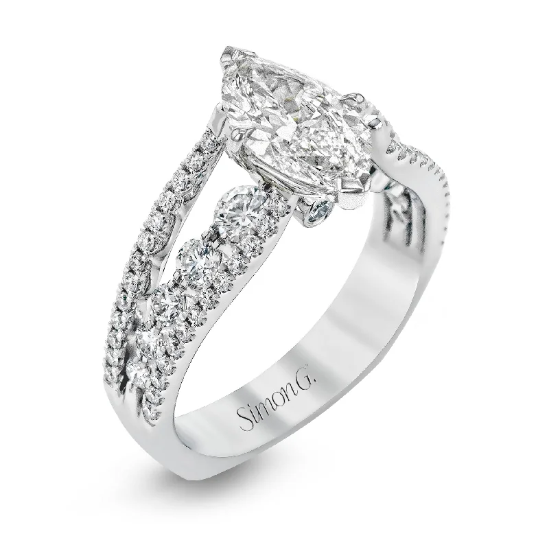 Comfort Fit Engagement Rings -Marquise-Cut Split-Shank Engagement Ring In 18k Gold With Diamonds MR2248-MQ