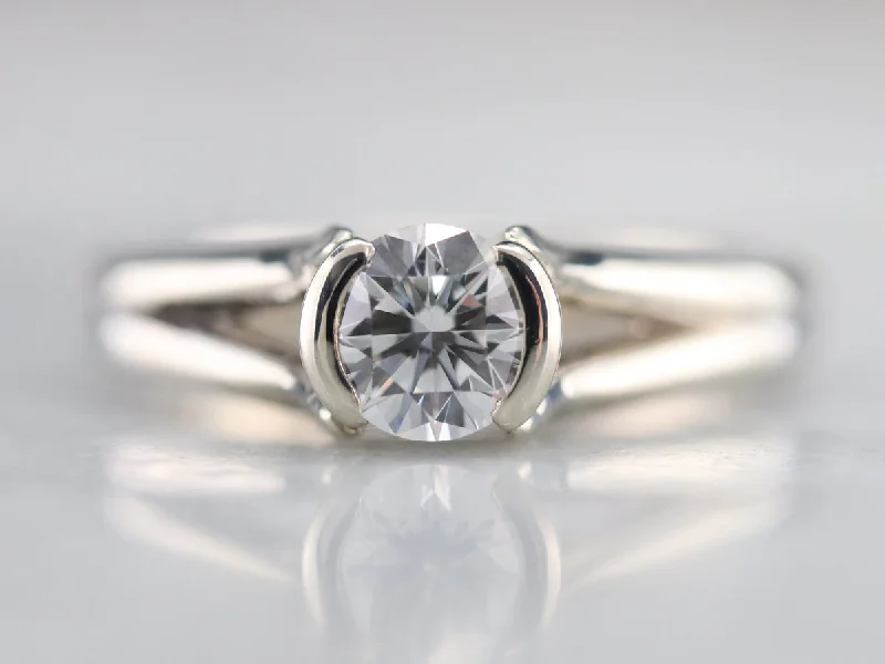 Eternity Engagement Rings -White Gold Diamond Solitaire Engagement Ring