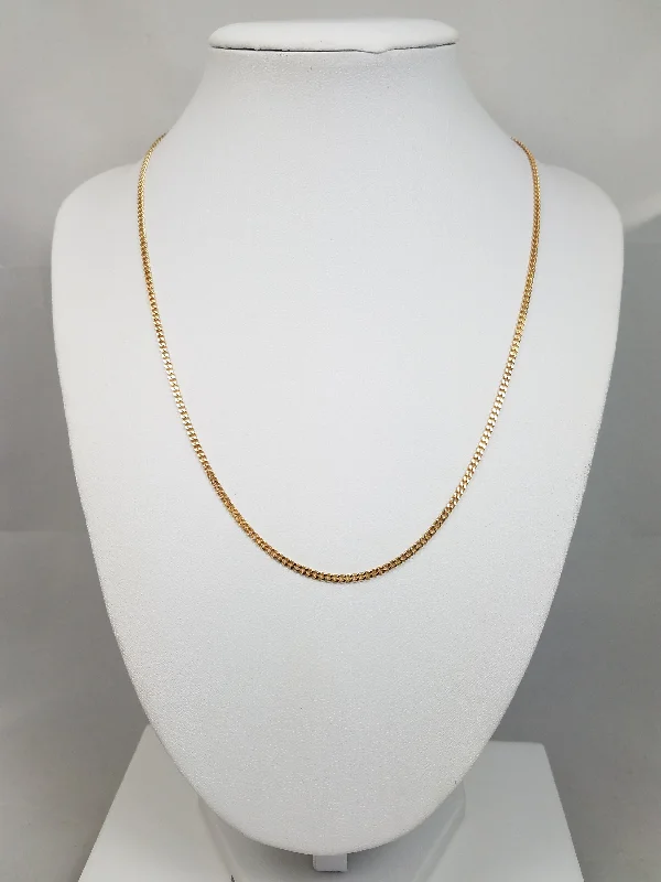 Ladies Necklaces with Feather Drop-Petite 14k Yellow Gold Solid Curb Link 18" Necklace