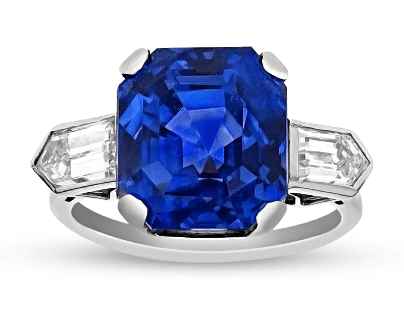 Floral Band Rings -Untreated Ceylon Sapphire Ring, 11.95 Carats