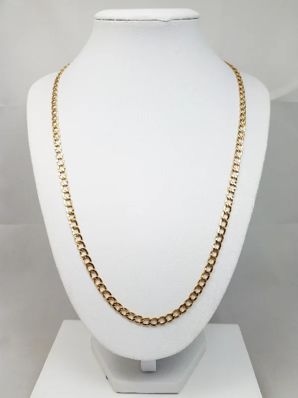 Ladies Necklaces Triple Drop-New! Sturdy 22" 10k Hollow Yellow Gold Curb Link Chain Necklace