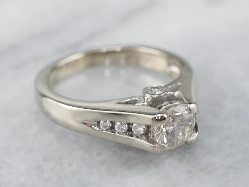 Birthstone Engagement Rings -Modern Round Brilliant Diamond Engagement Ring