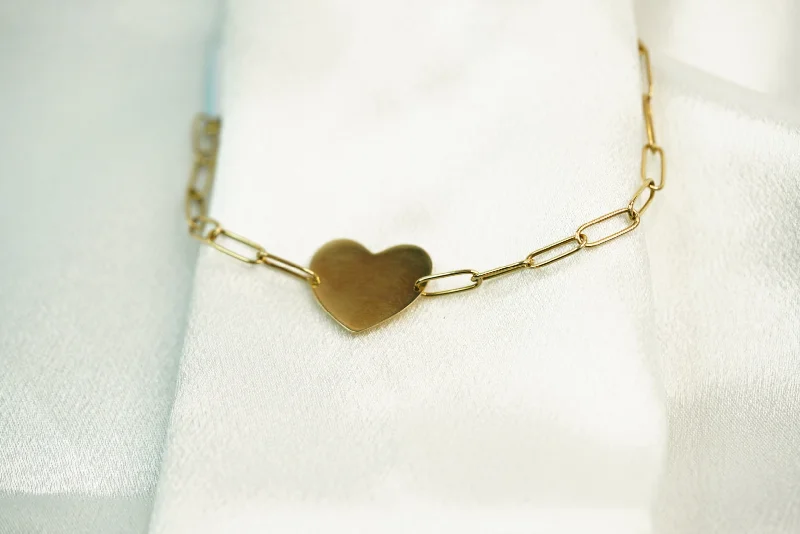 Ladies White Bracelets -14k Clip Heart Bracelet