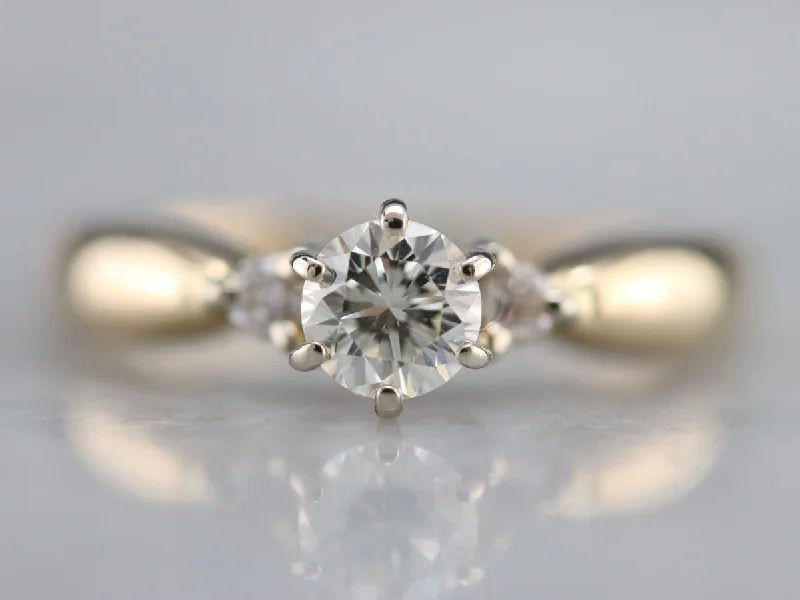 Round Cut Engagement Rings -Vintage Three Stone Diamond Engagement Ring