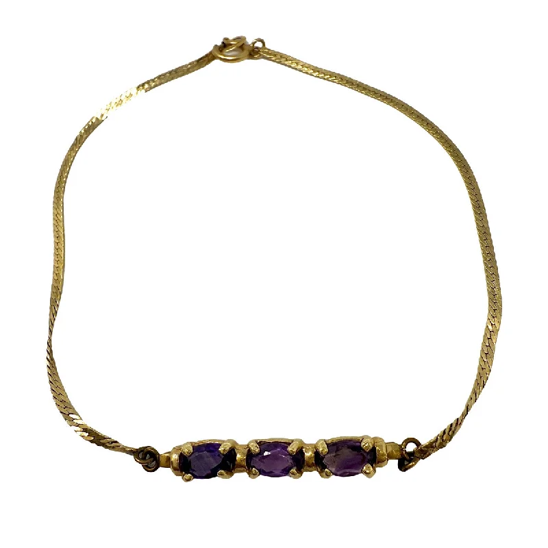 Ladies Opal Bracelets -14K Gold Bracelet with 3 Amethyst