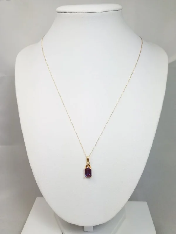 Ladies Necklaces with Bloom Pendant-Dynamic 10k Yellow Gold Synthetic Gemstone & Natural Diamond Pendant 18" Necklace