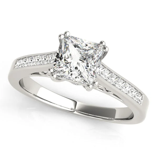 Retro Engagement Rings -14K Channel Set Princess Cut Engagement Ring